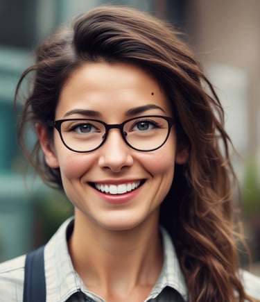 Mujer con lentes, joven.