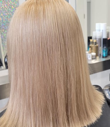 Straight platinum blonde hair