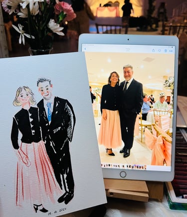 Wedding guest portrait, wedding painter 