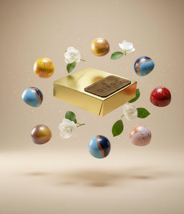 Luxury artisan chocolates with hand-painted bonbons from DIBOC chocolate tasting experience in Tampa