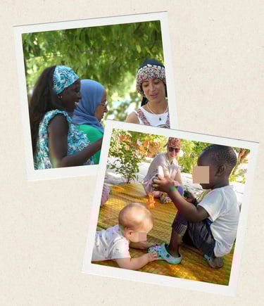 Photos représentant des moments de joie passés aux villages à Kachiouane entouré de cultures différentes