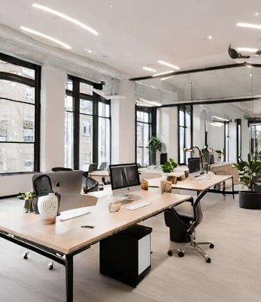 Textile fabrics company: spacious open plan offices