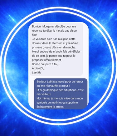 témoignage sur fond bleu