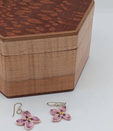 continuous wood, wooden jewelry boxes, American made wooden boxes, earrings to match a wedding dress