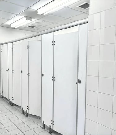 "Modern HPL Toilet Cubicles in Hyderabad Office"