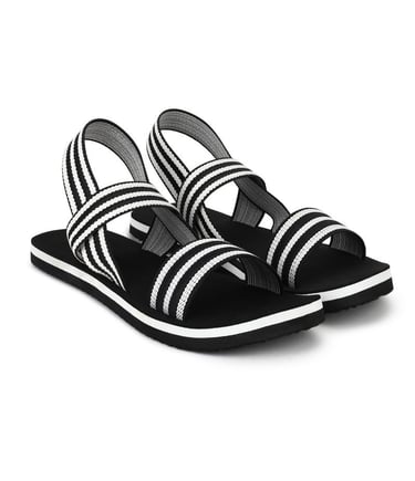 Black and white sandals for women