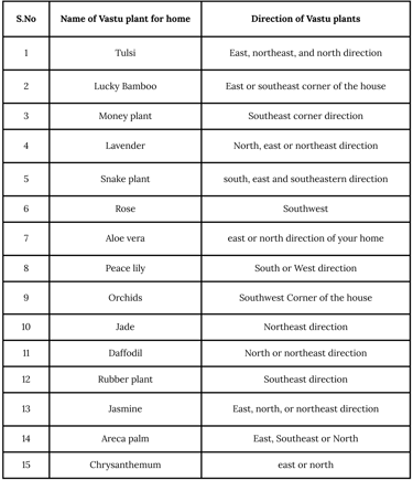 Vastu Plants For Home With Vastu Direction To Be Placed At