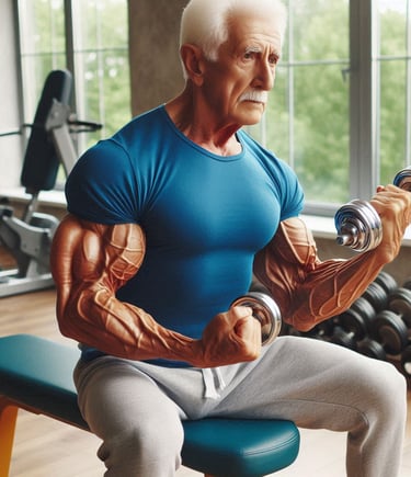 Idoso fazendo musculação