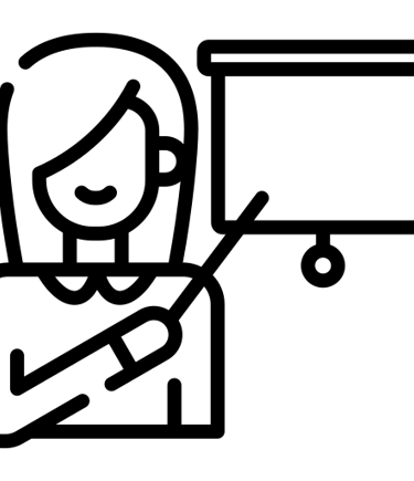 Icon of teacher standing in front of a board
