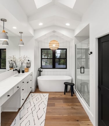 a high end master bathroom