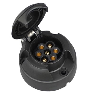 Single 7-pin towbar socket for small trailers, cars, and bike racks