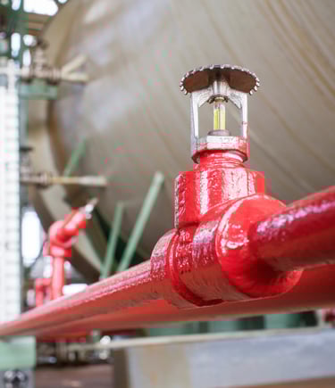 Fire sprinkler head on a pipe