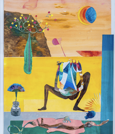 Marie-Anita Gaube Chamane gouache, encre et collages sur papier Galerie Maxime Allain