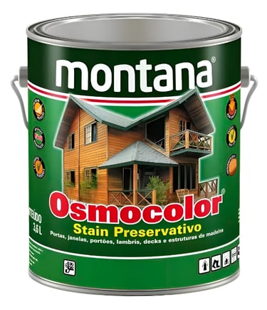 Montana Osmocolor Stain Preservativo 3.6L can for protecting wood decks and doors.