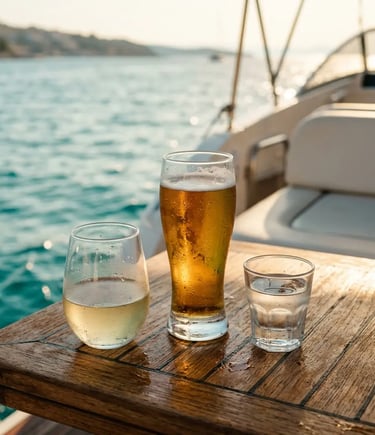 Included wine, beer and rakija on speedboat deck during Dubrovnik private boat tour