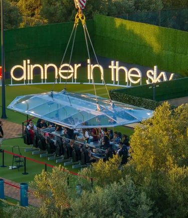 Guests boarding Dinner in the Sky Dubrovnik platform at ground level before sunset ascent