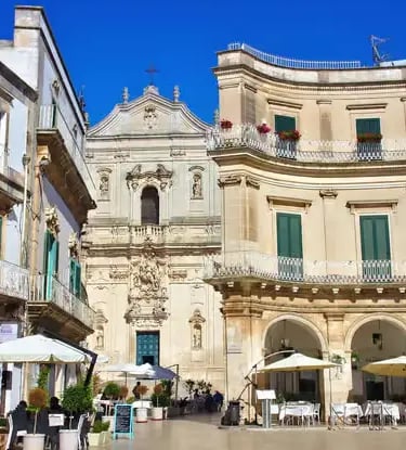 Martina Franca Baroque square and basilica visited on private Valle d'Itria tour from Lecce
