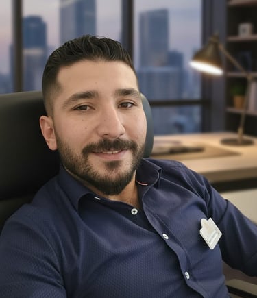 a man sitting in a chair with a laptop