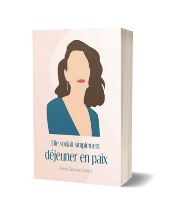 Mockup roman broché - ELle voulait simplement déjeuner en paix - Anne-Sophie Loriot.