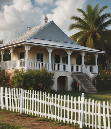 A red brick building with several windows and a prominent retro-style neon sign featuring the text '95.9 FM RANCH'. The upper section of the building is highlighted, with a bright blue sky in the background. A partial green tree is visible on the right.