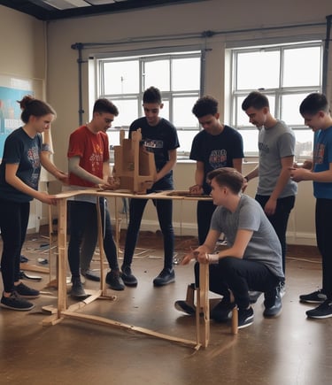Happy young people enjoying an outdoor activity funded by the store’s proceeds.