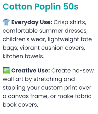 cotton poplin fabric use