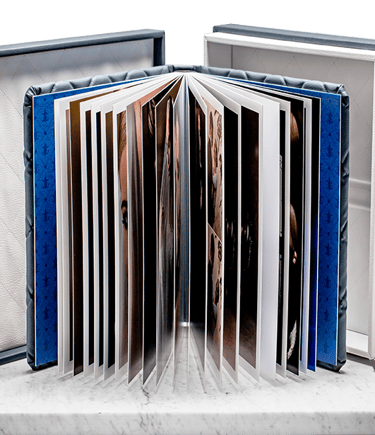 Vertical open photo album
