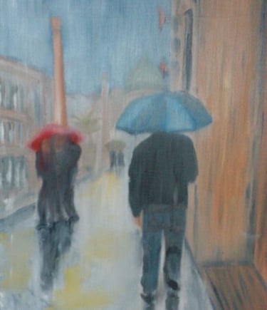 Regen in Rome, acryl op doek