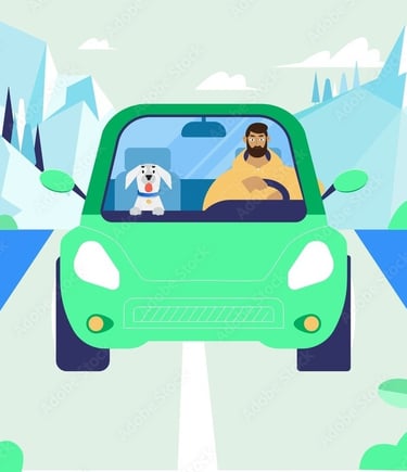 Driving Perfect Paw Pup home after adoption