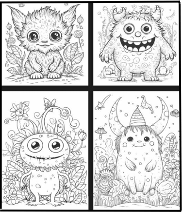 cute monsters coloring book