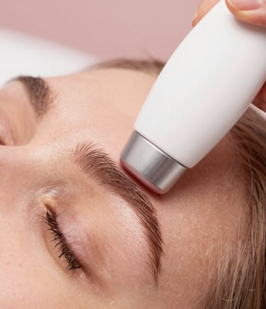 Close-up of a laser hair removal session in progress, highlighting precision and comfort.