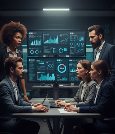 Office setting with tools and worksheets visible. What tools help teams apply revenue intelligence?