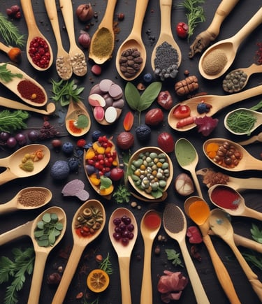 a variety of spices and supplements