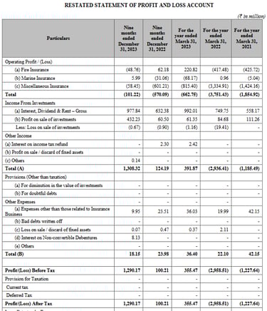 profit loss statement_go digit business analysis