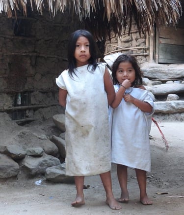 Kids from the Kogui Tribe, indigenous kinds Kogui