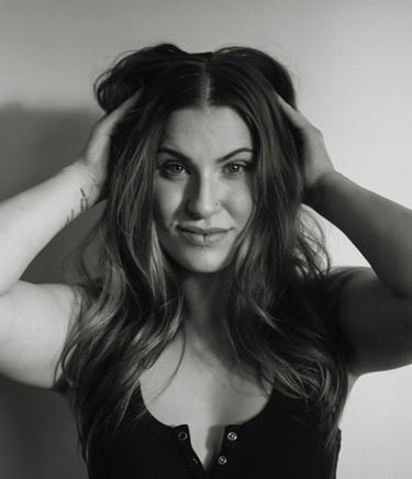 a woman with a black top, modeling photos, portrait