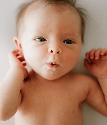 newborn close up looking at camera in studio, Littlehampton SA