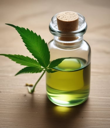 A person is applying hemp extract infused cream to their arm. The product is labeled with 1000mg full spectrum and is packaged in an eco-friendly paper box. The setting appears to be a comfortable indoor environment, with the individual seated on a couch.