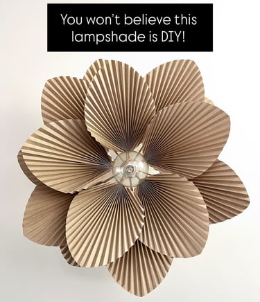 modern high-end looking DIY paper lampshade, made out of accordion-style shaped flower petals