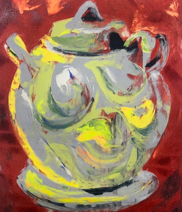 Screen print mono print - Alan Caiger Smith pot