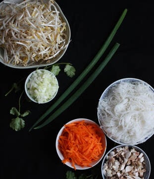 ingredients for the filling of Thai Spring rolls
