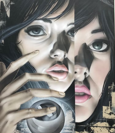 Retrato figurativo al óleo sobre lienzo, 50x70cm.