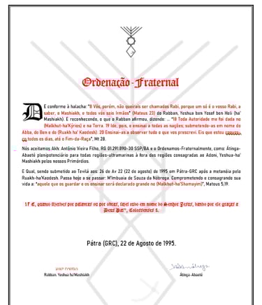 Alvará de Ordenação Fraternal