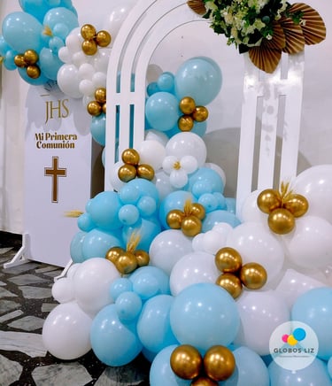 decoración con globos primera comunión