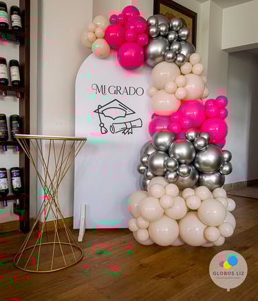 decoración con globos para grado