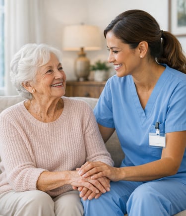 caregiver supporting patient