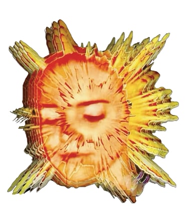 Pop art of woman's face as a starburst.
