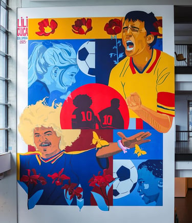 Pictură murală fotbal Arena Națională de Creioana.