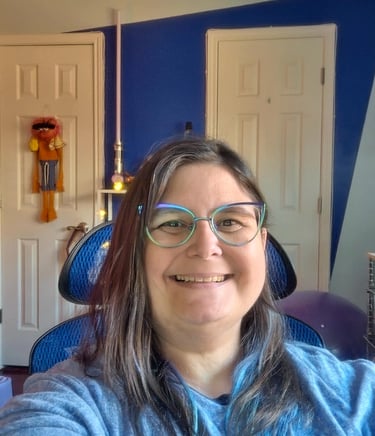 April Mazzola at her desk.