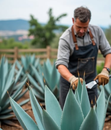 a man in an agave field for uno tequila in Jalisco